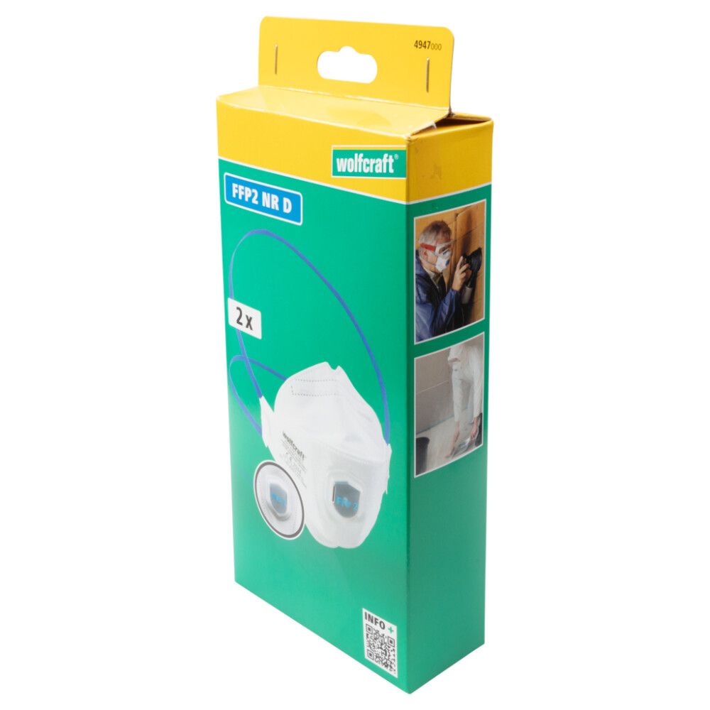 FFP2-hengityssuojain venttiilillä Wolfcraft 2 kpl/pkt