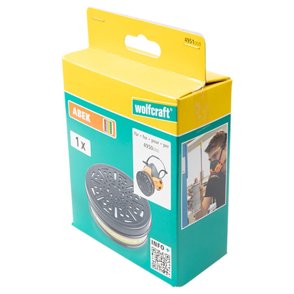 ABEK-vaihtosuodatin Wolfcraft hengityssuojaimeen