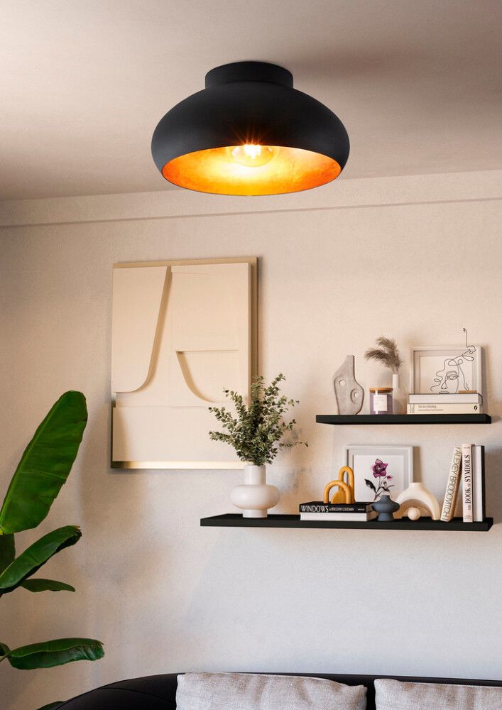 Kattovalaisin Eglo Mogano 2 musta/kulta Ø 28 cm