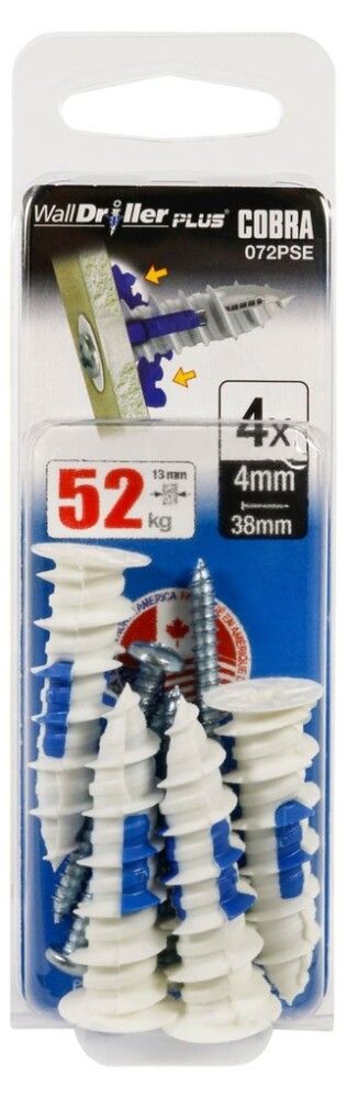 Kipsilevytulppa Cobra WallDriller Plus 4 mm 4 kpl