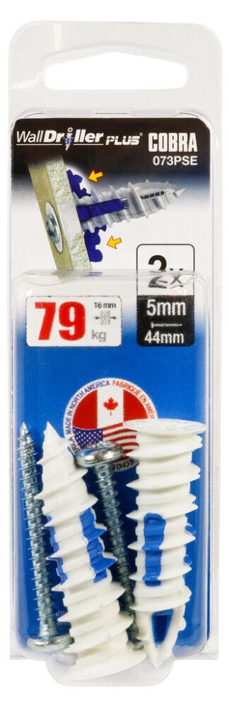 Kipsilevytulppa Cobra WallDriller Plus 5 mm 2 kpl