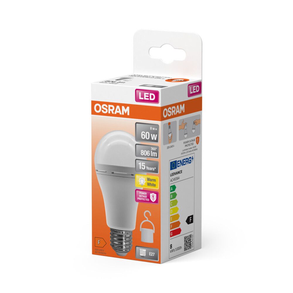 Vakiolamppu Osram Superstar+ 806lm 2700K ladattavalla akulla E27