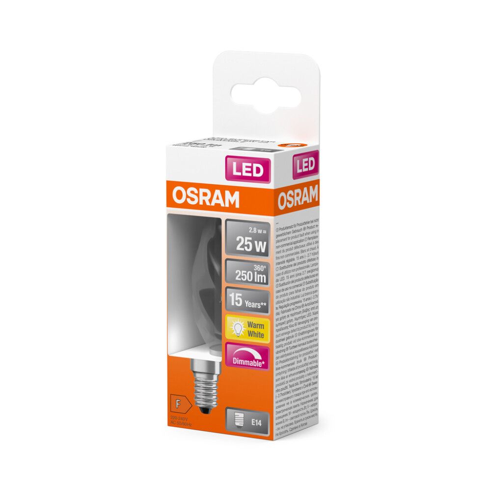 LED-lamppu Osram Superstar Classic BW 25 Filament DIM 2.8W 827 Clear E14