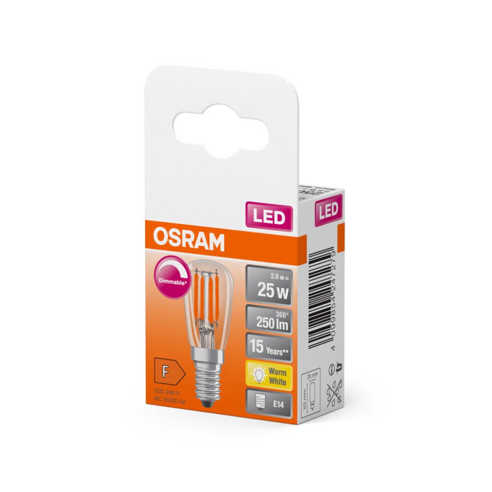 LED-lamppu Osram Special T26 25 300° Filament DIM 2.8W 827 Clear E14