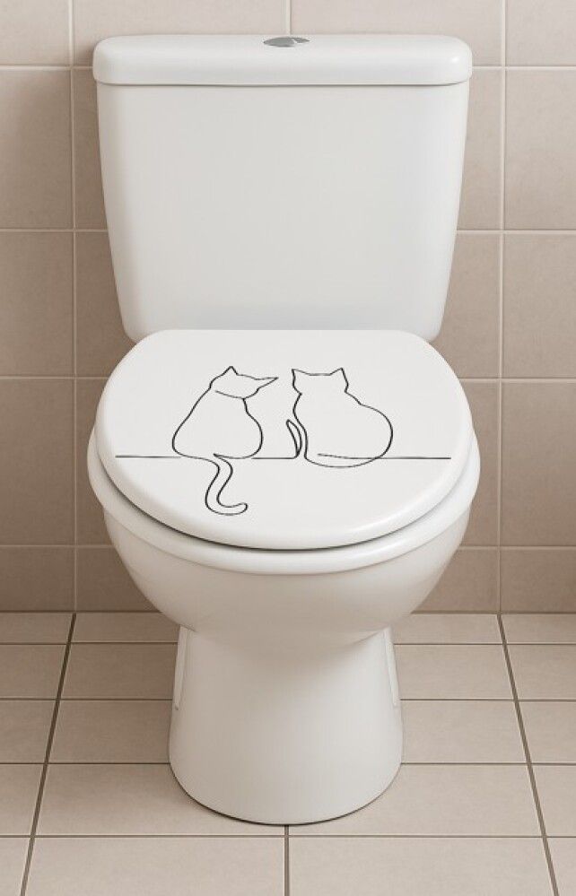 WC-istuinkansi Poseidon Kissa valkoinen/musta 36,5 x 44,4 cm