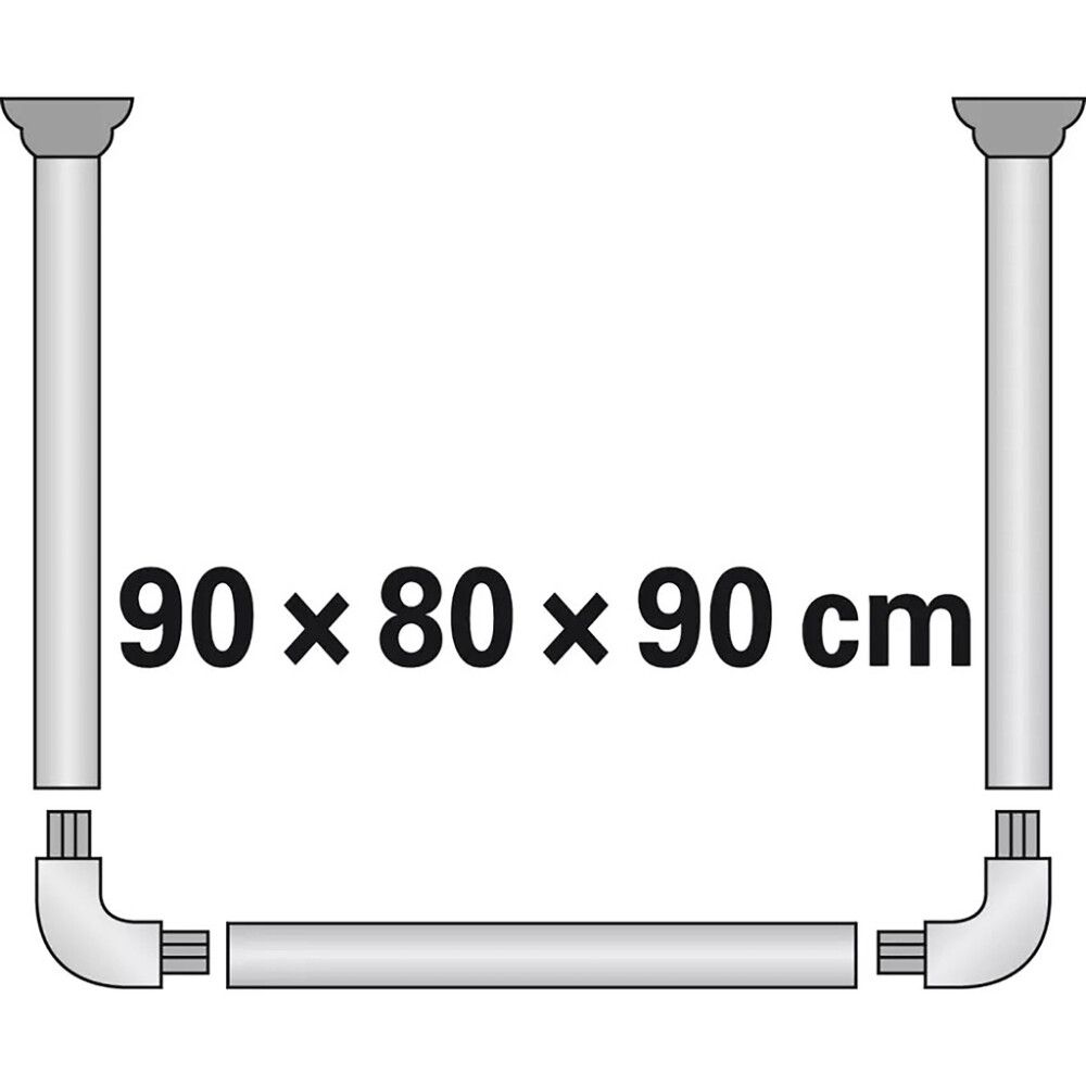 Suihkuverhotanko Diaqua Ø 2,2 x 90 x 80 x 90 cm Valkoinen