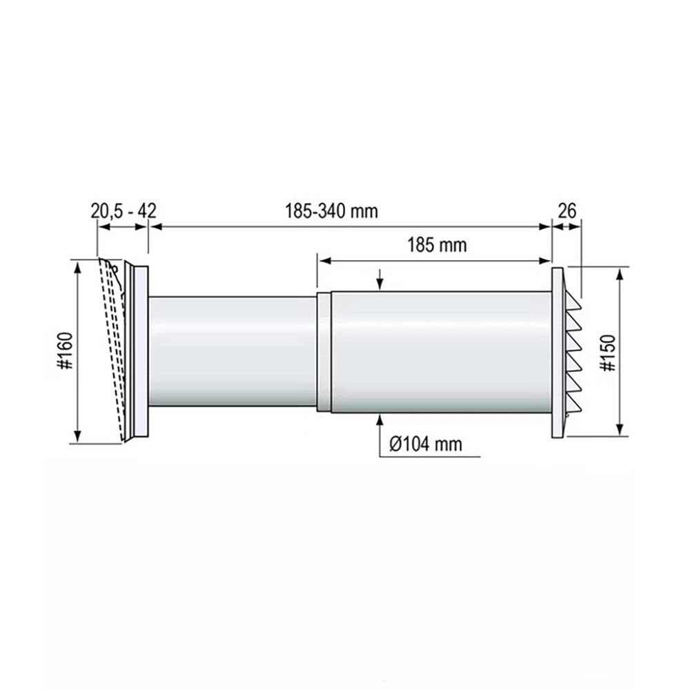 Korvausilmaventtiili Fresh TL100DE Musta
