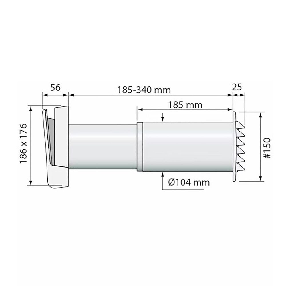 Korvausilmaventtiili Fresh TL100C seinäventtiili