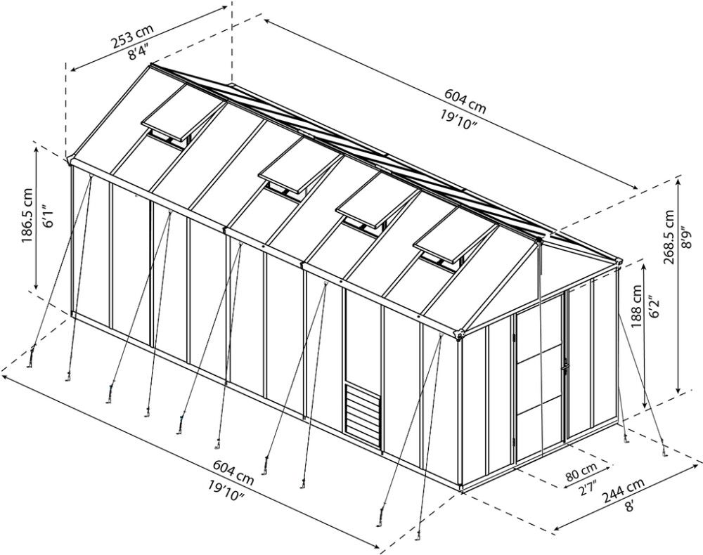 Kasvihuone Palram-Canopia Glory 15,3 m² harmaa