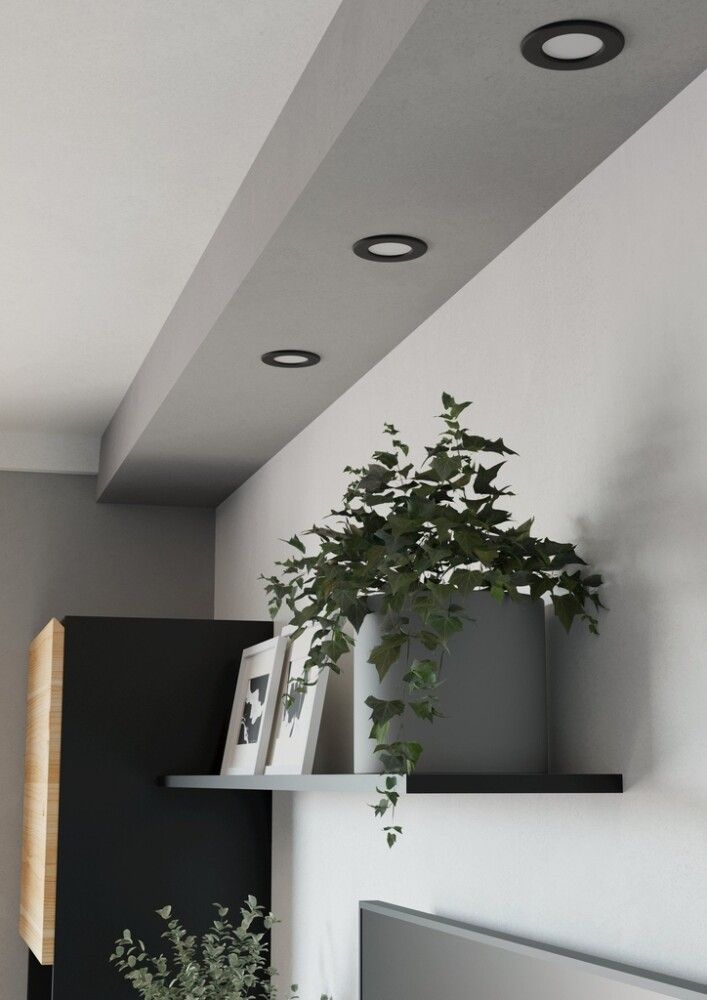 LED-uppospotti Eglo Fueva 6-Z 3-os musta Ø 8,8 cm