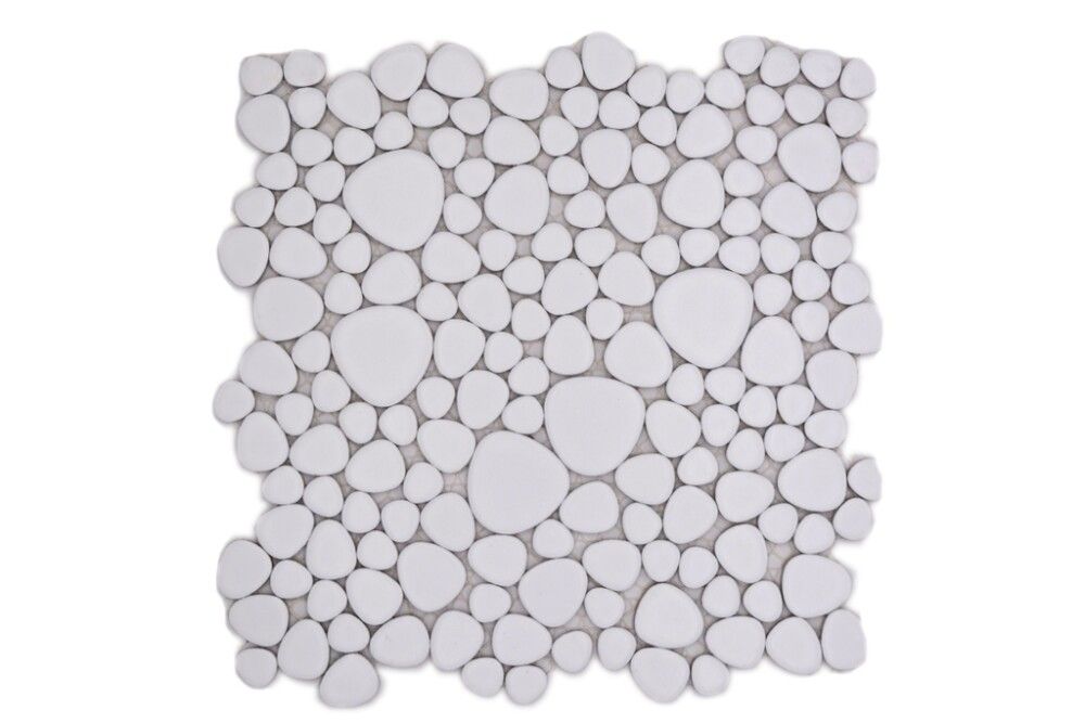 Kivimosaiikkilaatta Fliesen Kiesel Uni valkoinen 27,5 cm x 27,5 cm