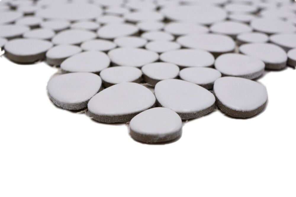 Kivimosaiikkilaatta Fliesen Kiesel Uni valkoinen 27,5 cm x 27,5 cm