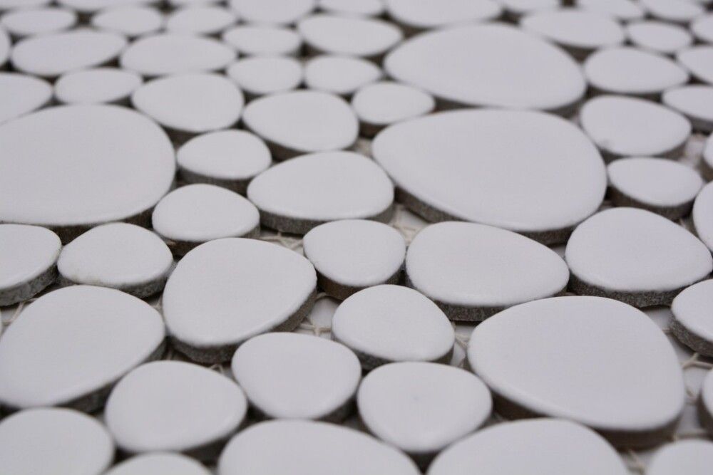 Kivimosaiikkilaatta Fliesen Kiesel Uni valkoinen 27,5 cm x 27,5 cm