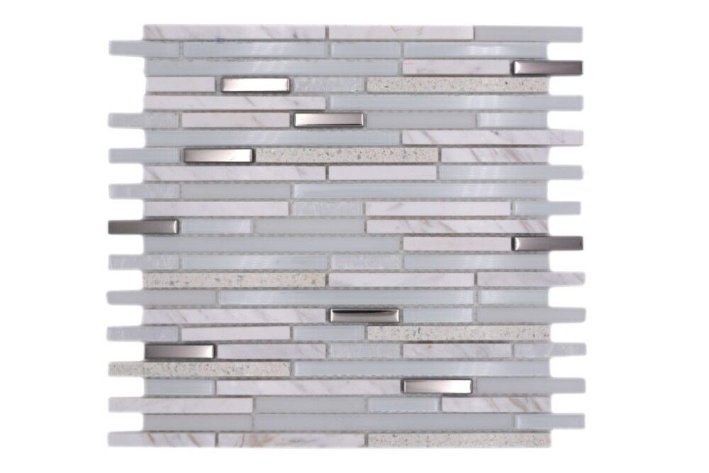 Mosaiikki Crystal Mix XBH SV62 Valkoinen/Hopea 30 x 30 cm