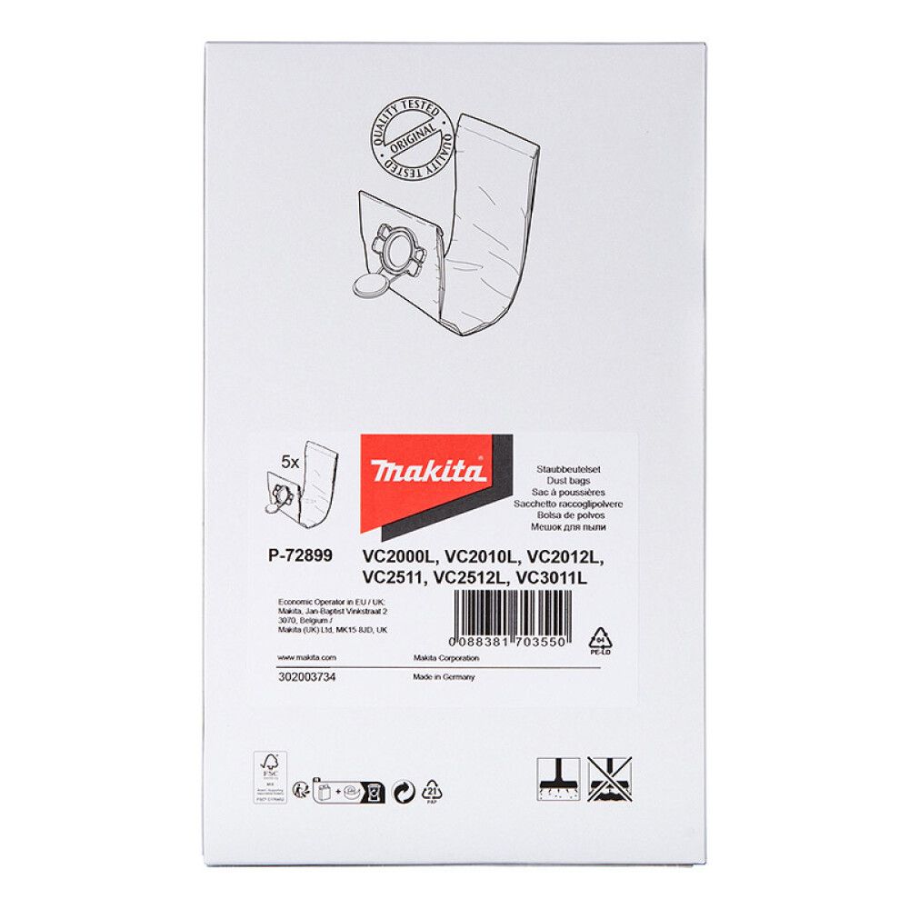 Pölypussi fleece kangasta Makita P-72899 5 kpl/pkt