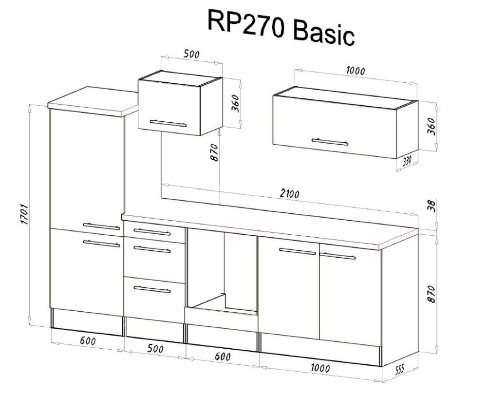 Valmiskeittiö Respekta RP270ESCBO 2,7 m