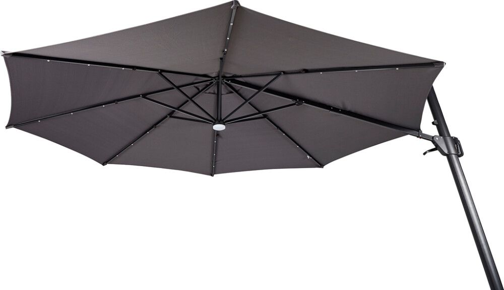 Aurinkovarjo 350 cm LED-valoilla harmaa