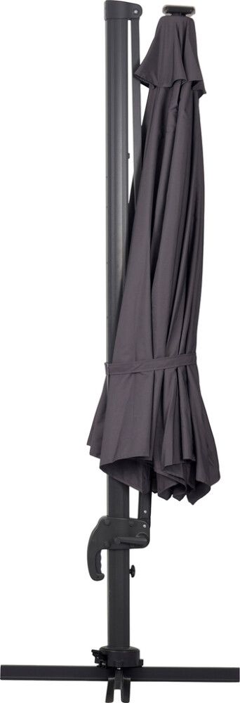 Aurinkovarjo 350 cm LED-valoilla harmaa