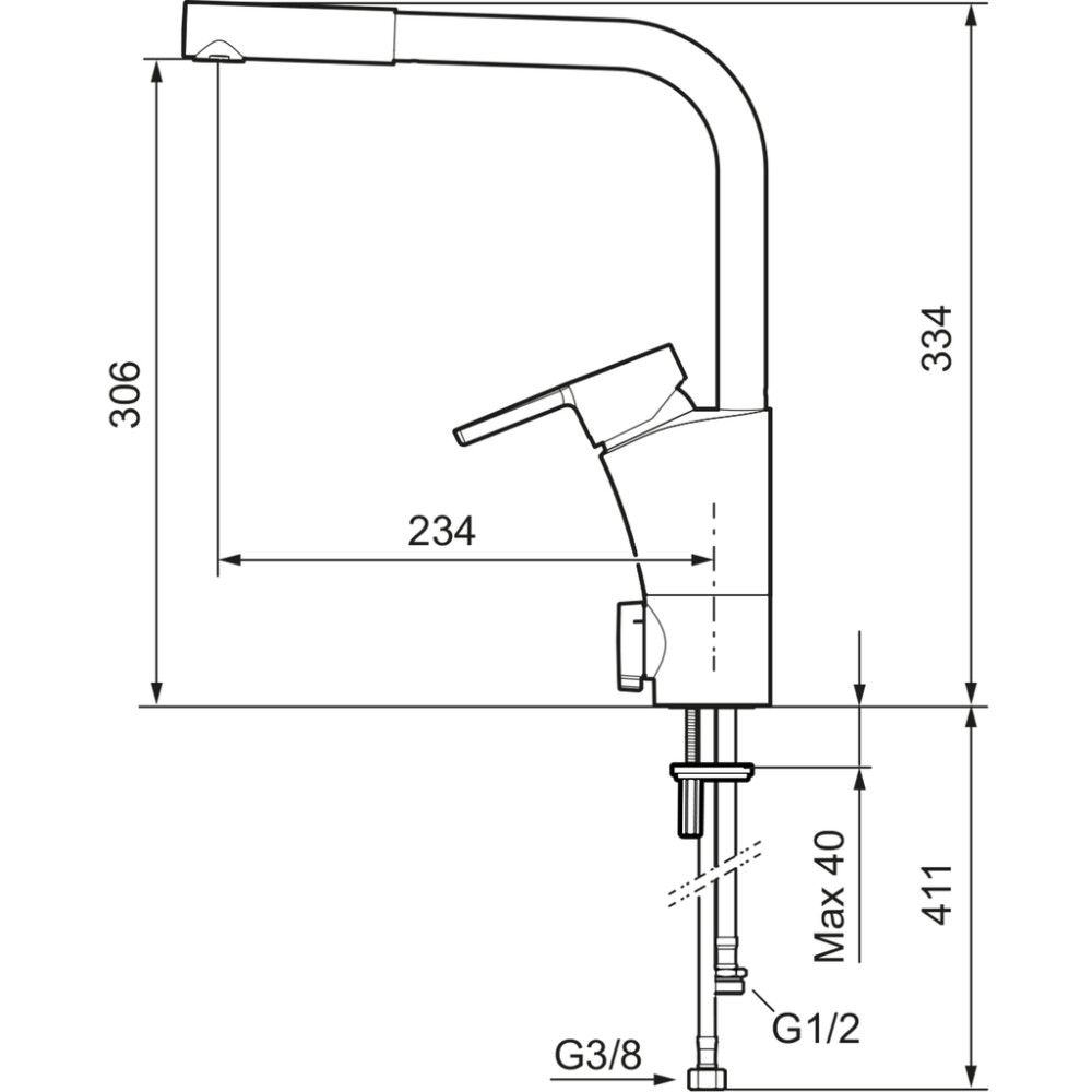 Keittiöhana Mora MMIX II Style PK-venttiili kromi