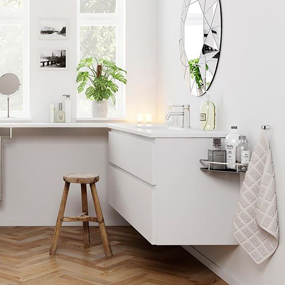 Suihkuhylly Pressalit Home 22 x 22 cm, useita värivaihtoehtoja Harjattu teräs