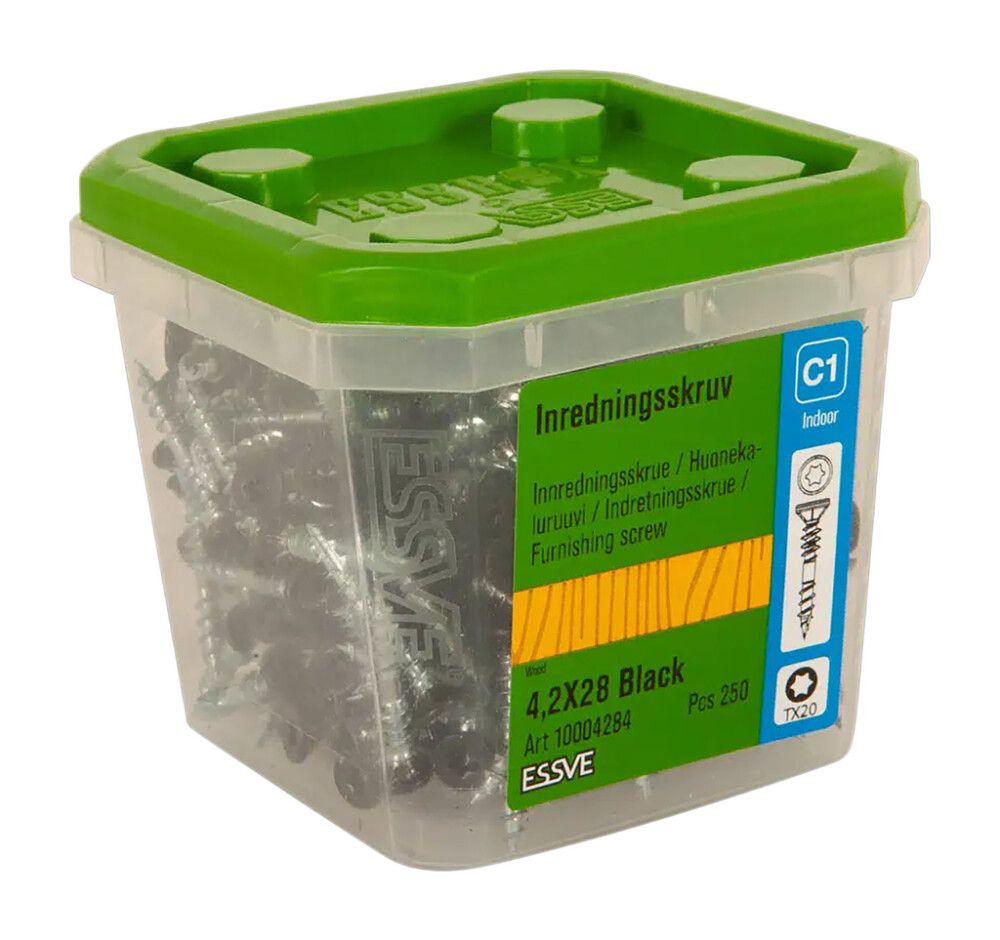 Kalusteruuvi Essve 4,2 x 28 mm musta 250 kpl
