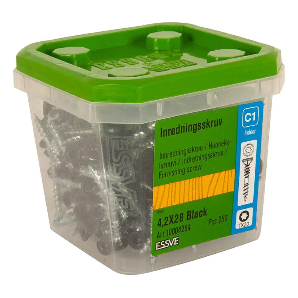 Kalusteruuvi Essve 4,2 x 28 mm musta 250 kpl