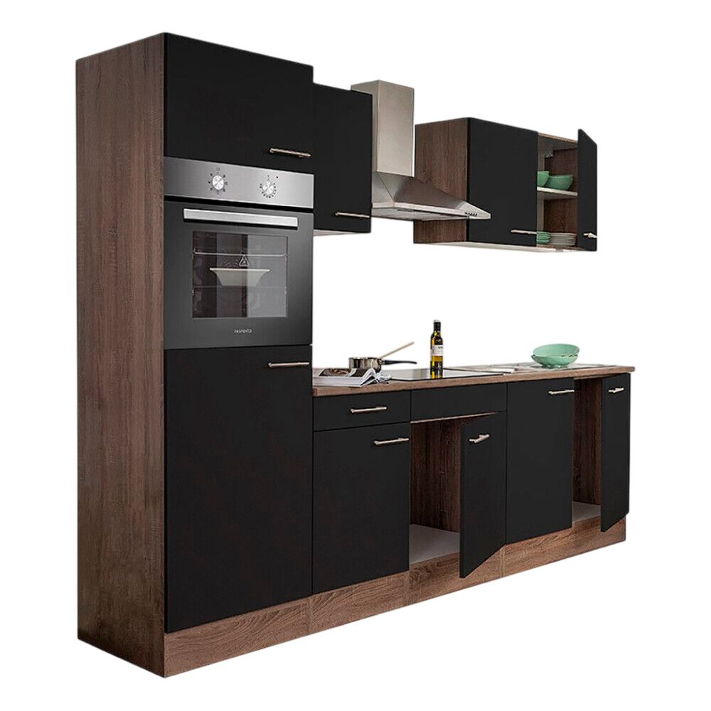 Minikeittiö Respekta Oliver tammi/musta 270 cm