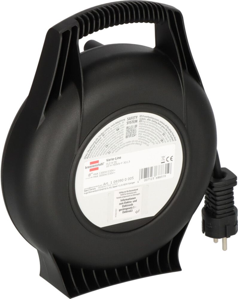 Kaapelikela sisäkäyttöön Brennenstuhl Vario Line musta 10 m IP20