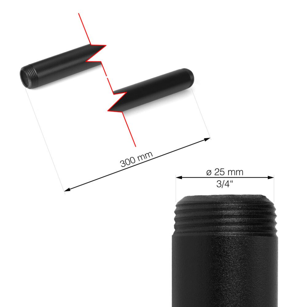 Putki Walteco RT-12 musta Ø 25 x 300 mm