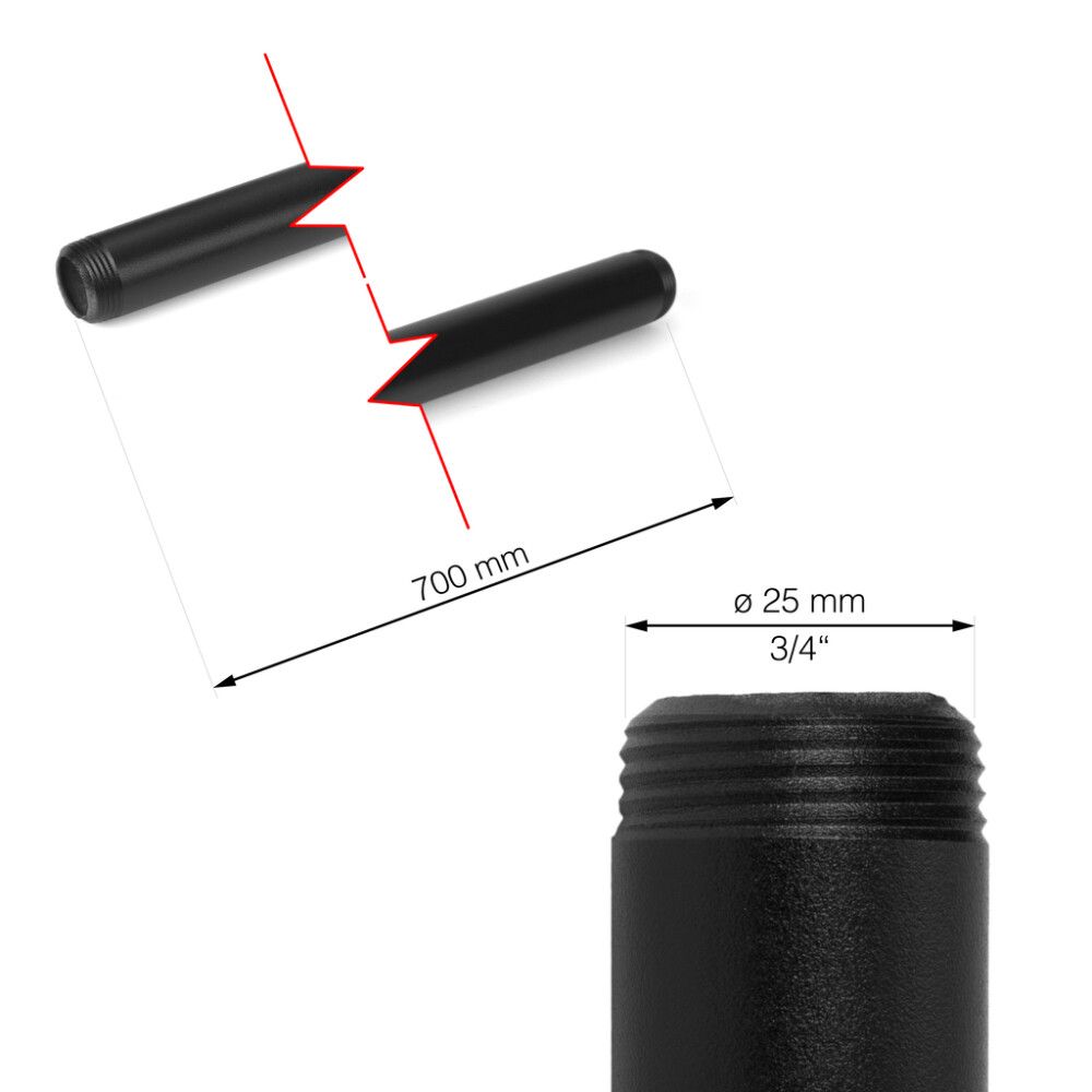 Putki Walteco RT-14 musta Ø 25 x 700 mm