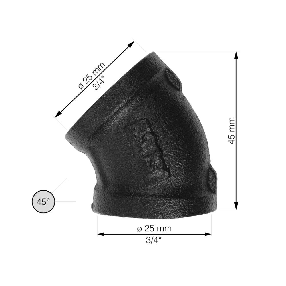 Kulma 45° Walteco RT-4 musta