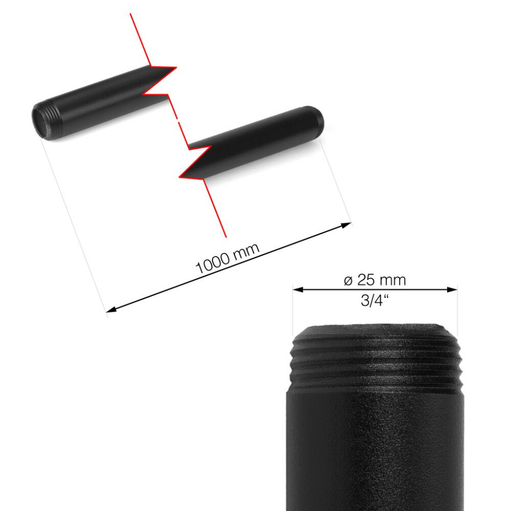 Putki Walteco RT-32 musta Ø 25 x 1000 mm