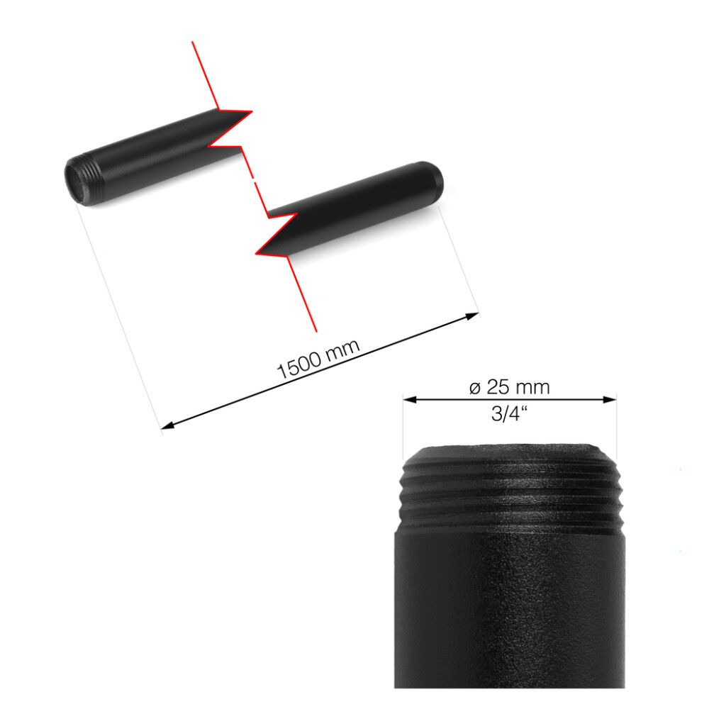 Putki Walteco RT-33 musta Ø 25 x 1500 mm