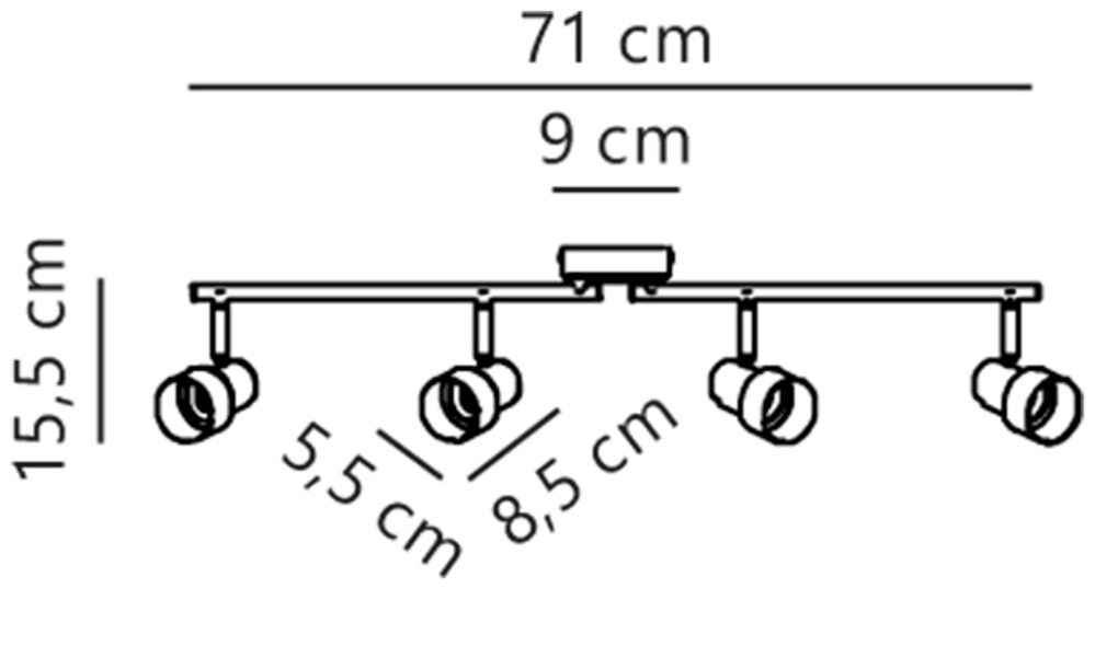 Kattospotti Nordlux Boston 4-os musta 71 cm