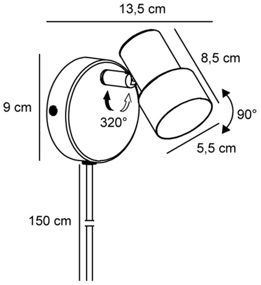 Seinäspotti Nordlux Boston 1-os musta