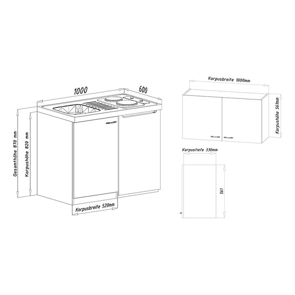 Minikeittiö Respekta 1,3 m valkoinen/ruskea