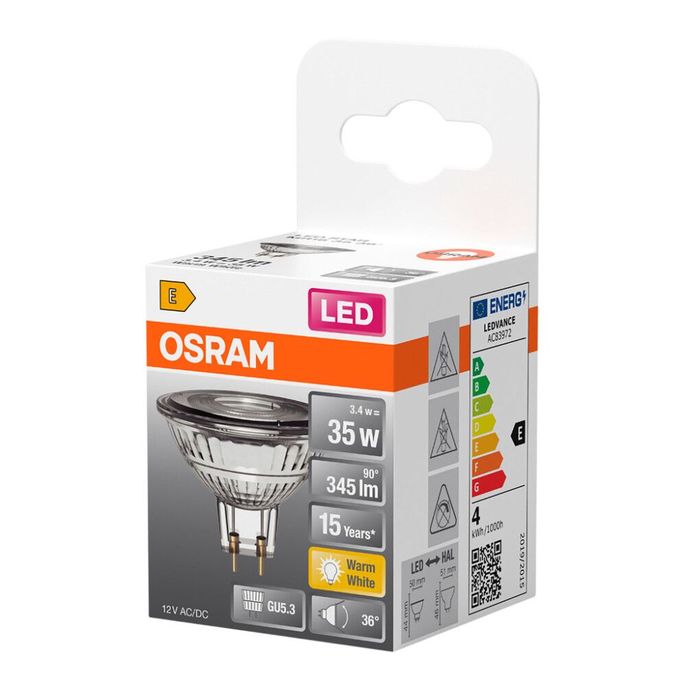 LED-lamppu Osram Star MR16 GU5.3 3,4 W 345 lm 2700 K 36° 1 kpl/pkt
