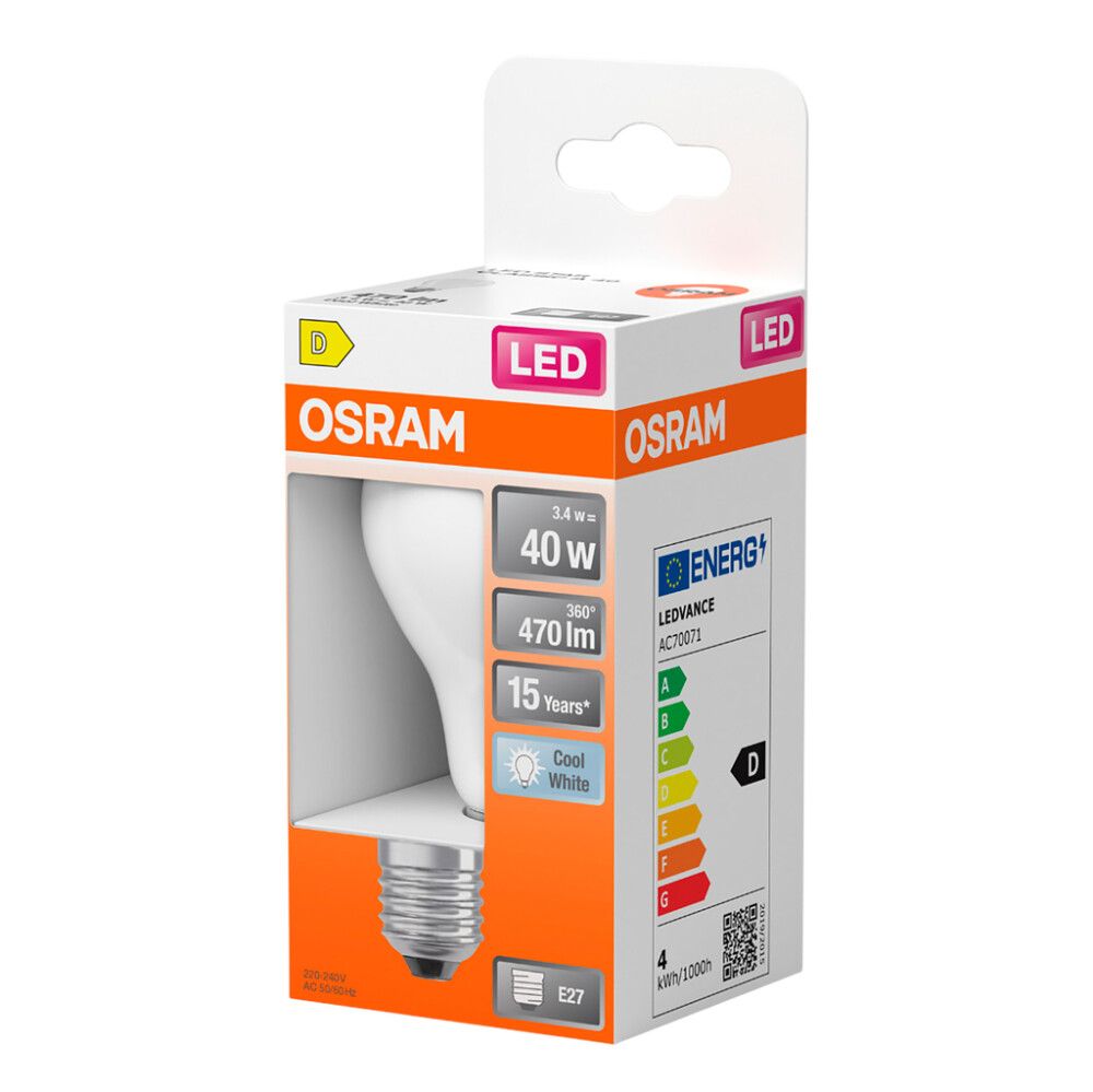 LED-lamppu Osram Star Classic A40 E27 3,4 W 470 lm 4000 K opaali 1 kpl/pkt