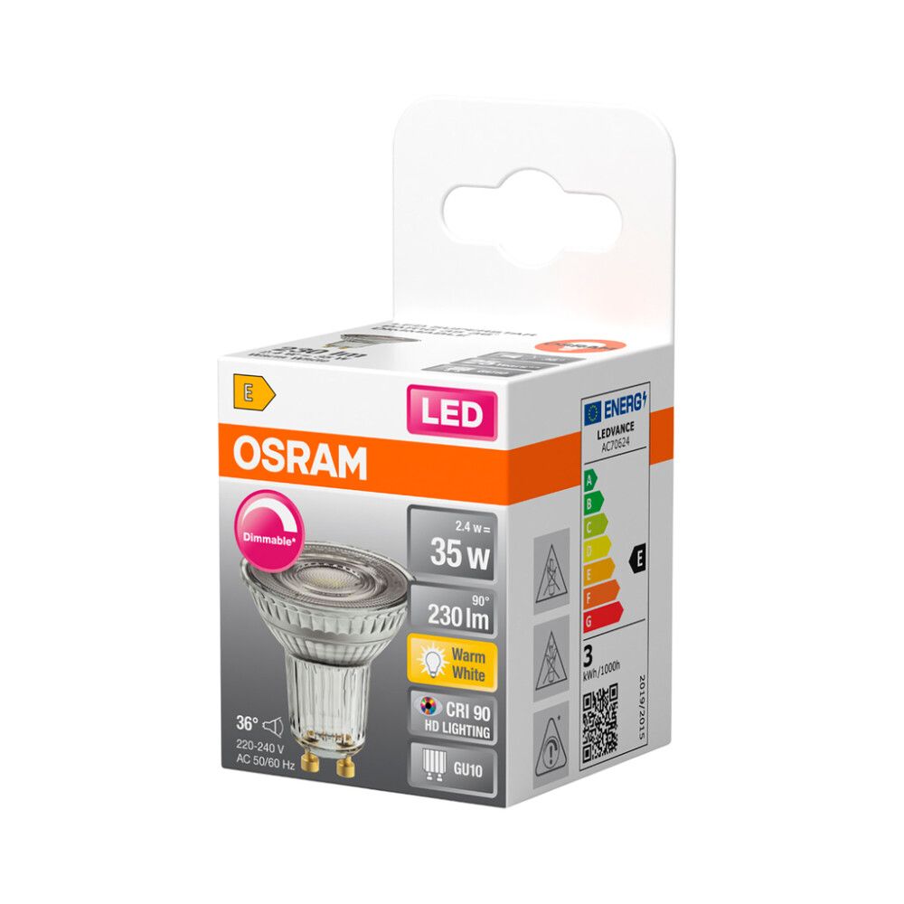LED-lamppu Osram Superstar Par16 DIM GU10 2,4 W 230 lm 2700 K 36° 1 kpl/pkt
