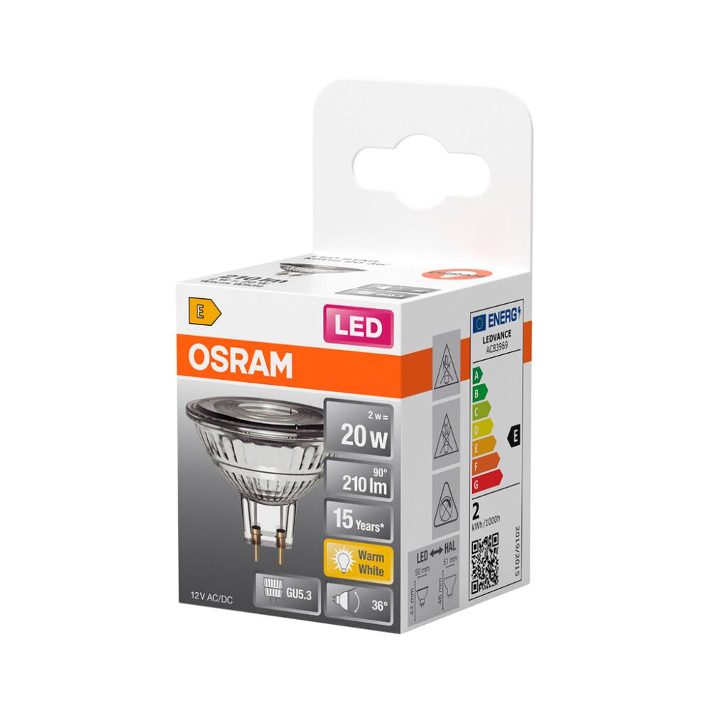 LED-lamppu Osram Star MR16 GU5.3 2 W 210 lm 2700 K 36° 1 kpl/pkt