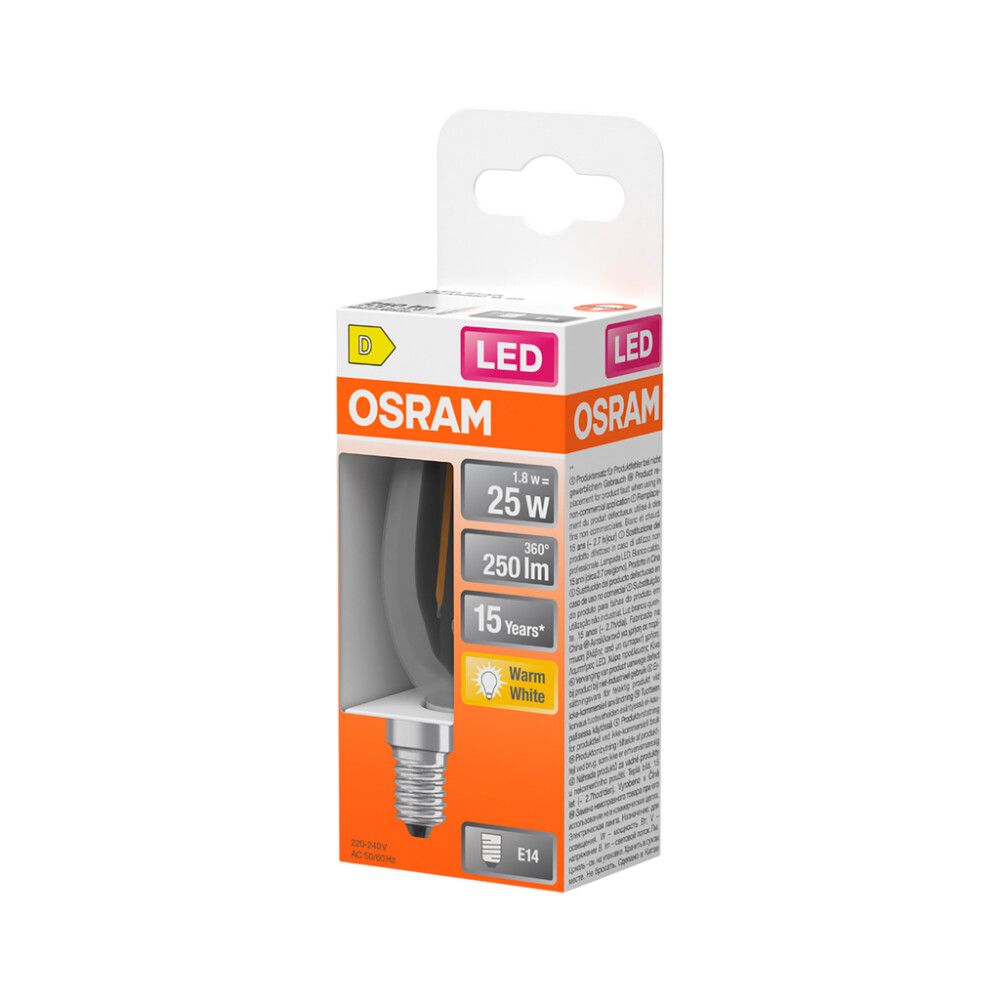 LED-lamppu Osram Star Classic B25 E14 1,8 W 250 lm 2700 K kirkas 1 kpl/pkt