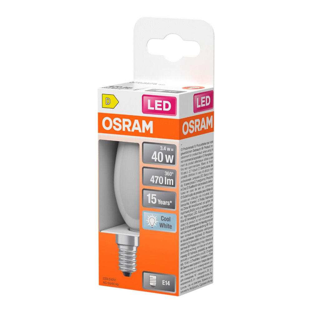 LED-lamppu Osram Star Classic B40 E14 3,4 W 470 lm 4000 K opaali 1 kpl/pkt