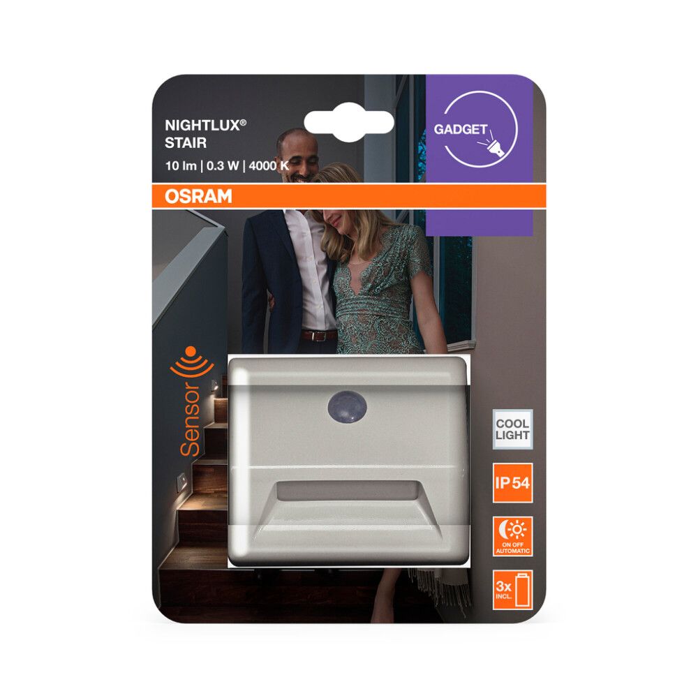 Liiketunnistinvalaisin Osram Nightlux Stair valkoinen 8,4 x 7,3 cm IP54