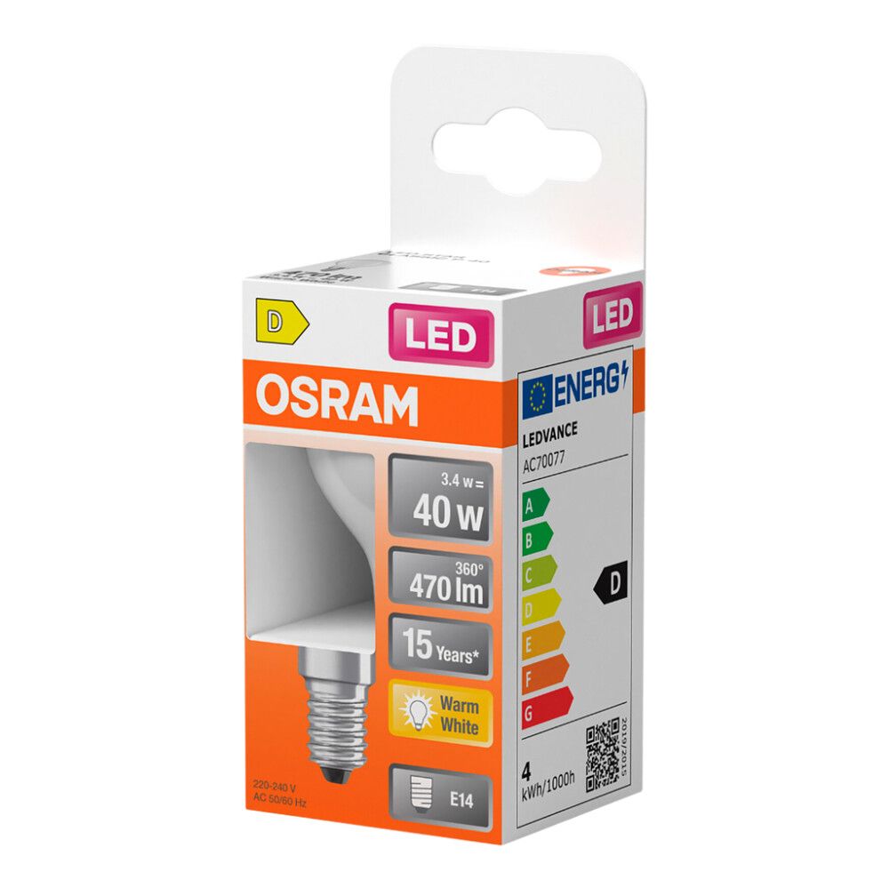 LED-lamppu Osram Star Classic P40 E14 3,4 W 470 lm 2700 K opaali 1 kpl/pkt