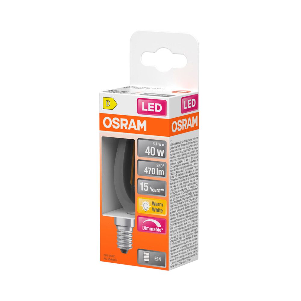LED-lamppu Osram Star Classic B40 DIM E14 3,4 W 470 lm 2700 K kirkas 1 kpl/pkt