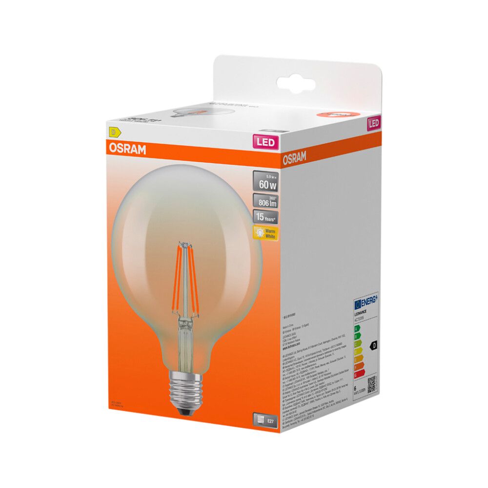 LED-lamppu Osram Star Globe125 E27 5,9 W 806 lm 2700 K kirkas 1 kpl/pkt