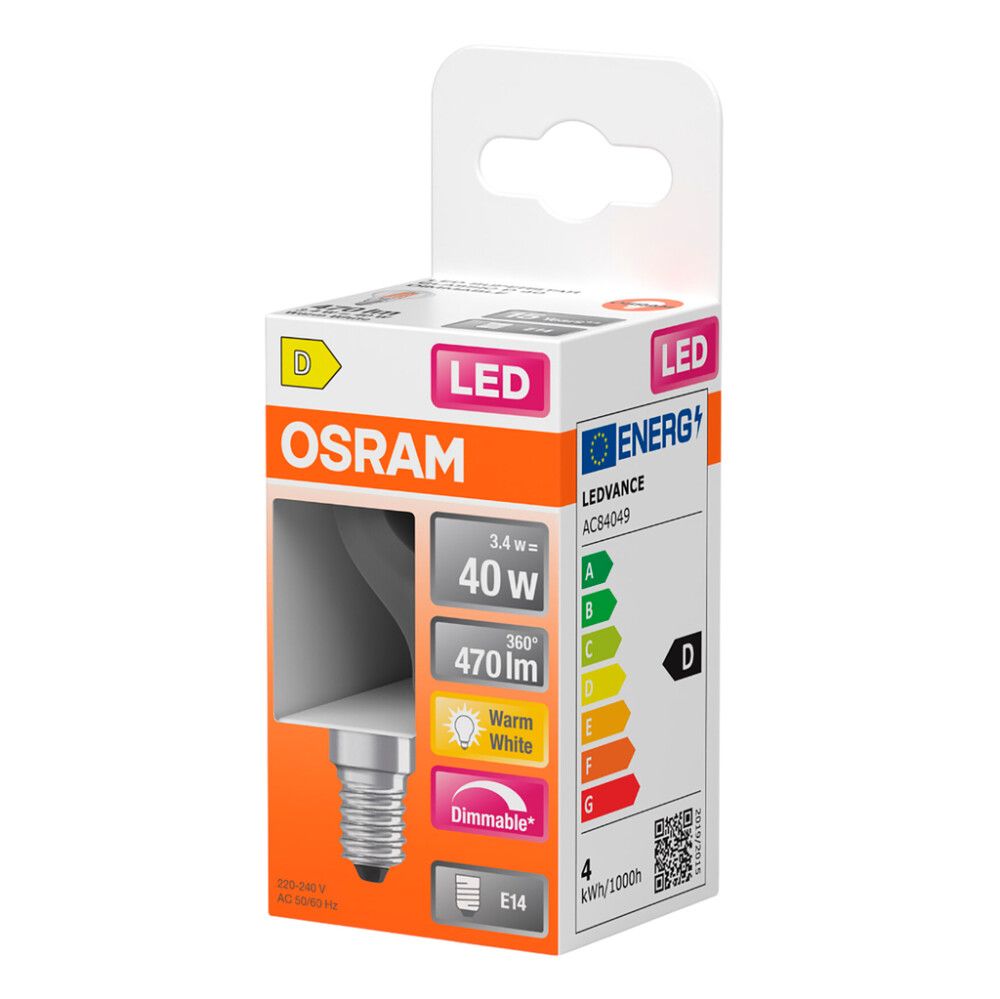 LED-lamppu Osram Star Classic P40 DIM E14 3,4 W 470 lm 2700 K kirkas 1 kpl/pkt