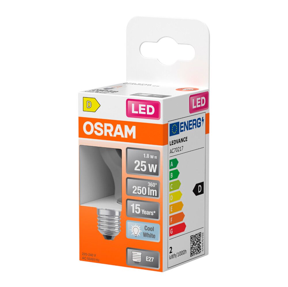 LED-lamppu Osram Star Classic P25 E27 1,8 W 250 lm 4000 K kirkas 1 kpl/pkt