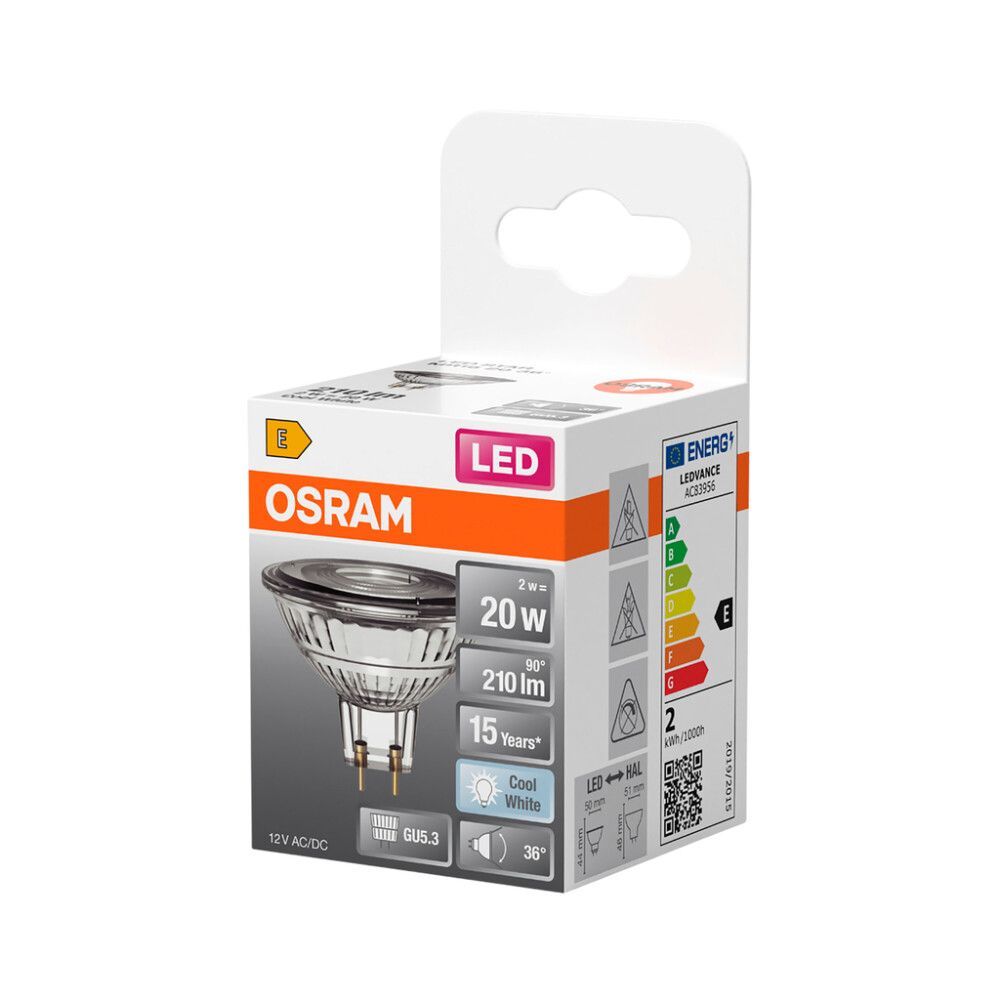 LED-lamppu Osram Star MR16 GU5.3 2 W 210 lm 4000 K 36° 1 kpl/pkt