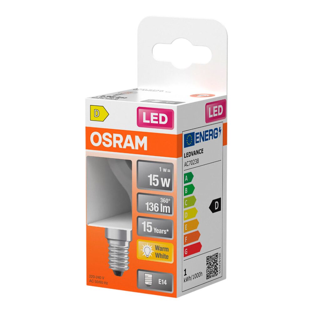 LED-lamppu Osram Star Classic P15 E14 1 W 136 lm 2700 K kirkas 1 kpl/pkt